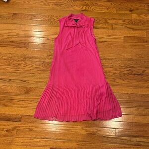 DKNY Vibrant Pink Pleated Midi Dress